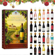 Vin Adventskalender 2025, Alkohol Adventskalender 2025 för Vuxna, 24 Miniflaskor Rött & Vitt Vin Jul Adventskalender, Gåva för Vinälskare