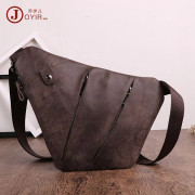 Bröstväska i skinn för utomhusbruk Ny multifunktionell crossbody herrväska första lager kohud herrväska bröstväska 6353 Brown one size