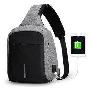 Stöldskyddande Sling Axelväska, Casual Ryggsäck, Dagryggsäck Med USB-Laddare, För Män Och Kvinnor