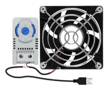 80mm USB Tyst Skåpkylfläkt Med 0-60℃ Temperaturkontrollsystem Kompatibel med Skåp Hemmabio Växthus