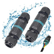 2-pack 3-polig IP68 vattentät kabelkontakt för 9-12 mm kabeldiameter jordkabel