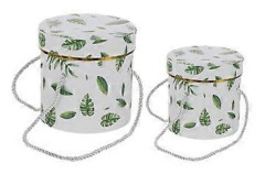 2 st Bärbara Blomsterhandlarhattaskar Presentförpackning Förpackningsaskar Rund Blomomslagsask ()
