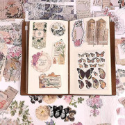 260 st Vintage Scrapbooking Stickers Pack, DIY Retro Journaling Tillbehör Stickers Kit, blommor Scrapb