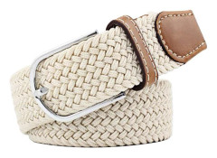 Flerfärgade elastiska vävda bälten Casual flätat stretchbälte 11 Beige