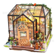 DIY Bokhörna i Trä – Sensorlampa Bokstöd Miniaturhus**TSZH209 Jennys Blomsteraffär TSZH209 Jenny's Flower Shop