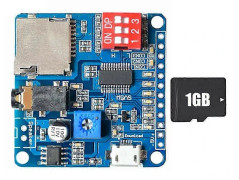 Röstuppspelningsmodul MP3-spelarmodul+1GB Minneskort UART I/O Trigger Klass D Förstärkarkort 5W.pa