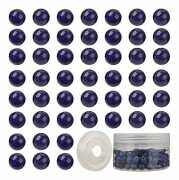 100 st 8mm Naturliga Ädelstenskulor Sten Blå Lapis Lazuli Pärlor Äkta Lösa Pärlor med Elastiskt Tråd Pärlhål 1mm & Förvaringslåda