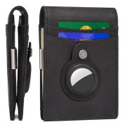 Airtag Plånbok Äkta Läder Plånbok Herr Slim Plånbok Med Pengaclip Slim Herr Plånbok Med Rfid Blockering Framficka Plånbok Minimalistisk Plånbok (mörk Black