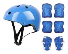 Barnhjälm Knä Armbågsskydd Cykling Skate Bike Skydd Blue Free Size