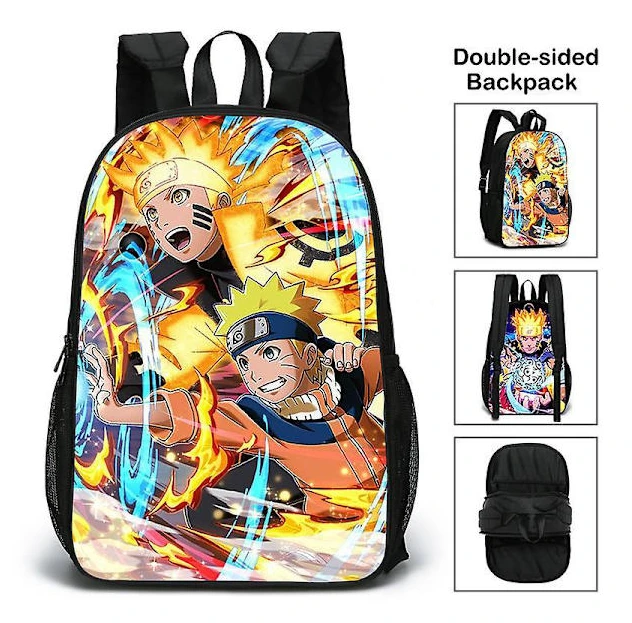 Naruto Double-faced School Backpack Black A