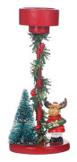 Julgransljusstake Harts Pillar Ljusstake Julgran Snögubbe Tomte Ren Skrivbordsfigur för Hem Spiselkrans Qinghai Reindeer