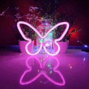USB eller 3-AA batteridrivna neon LED-lampor för bordsdekoration, flickors sovrum, väggdekor, barnkalas, bröllopsfesttillbehör (rosa)