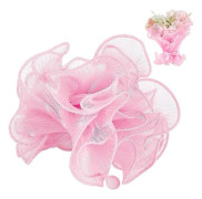 3 påsar 5,4 meter blomsterförpackningsnätpapper 14 cm rosa bukettförpackningspapper skrynkligt nätgarn för blomsterhandlare bröllopspresenter (LGL)