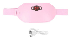 Elektriskt midjemassagebälte, temperaturjusterbart, varm kompress, menstruationsvibration, uppvärmt midjebälte (Rosa)