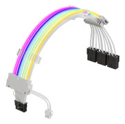 Flätad PCIE5.0 (16Pin / 12+4) 16AWG ärmförsedd power nätsladd Ersättning PCI-E5.0 power White 16Pin to 8Pinx3