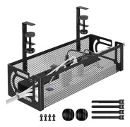 Kabelhanteringsfack för skrivbord, 40 cm borrfritt kabelorganiseringsfack i stål, trådhanteringsfack och kabelhanteringsställ.