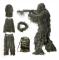 5-i-1 Ghillie-dräkt, 3D kamouflagejaktkläder inklusive jacka, byxor, huva, bärväska Grön 1,6m