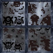 Halloween stor fönsterdekoration klistermärke monster silhuett fönster gel klistermärke glas fönsterdekoration