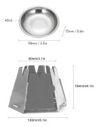 Amazon Rostfritt Stål Camping Vindtätt Kök Utomhus Mini Portabelt Hopfällbart Vedspis BBQ Spis[YATOUT] T stove + alcohol dish 12