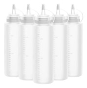 Pressflaska 5 stycken 8 oz plastpressflaska med lock Stark sås Olivolja, såsflaska