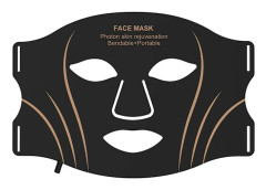 LED-mask i silikon för ansikte och hals för hudvård, tvåfärgad (vit och svart)