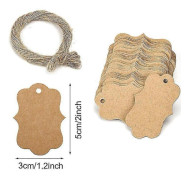 100 st Kraftpapper Etiketter DIY Handgjorda/Tack Multi Stil Hantverk Häng Etikett Med Rep