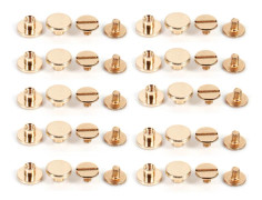 10 set 5/6,5/8 mm massiv mässingsknapp med skruvspik för nitbälte i läder DIY Guld