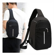 Antistöld Cross Body Bag med USB-laddningsport Mini Bröstväska Black