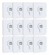 12 Pcs Self-Adhesive Wall Hooks for Pictures, 5.5 X 5.5 Cm Picture Hooks Without Drilling With Removable Screws, Transparent Self-Adhesive