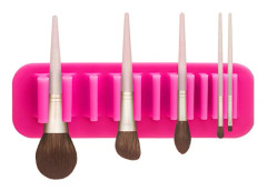 1-pack sminkborsttorkställ, sminkverktygsorganisatör med sugkopp - väggmonterad, 20,7 cm lång x 7 cm bred Fuchsia