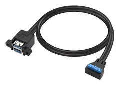 90 Graders UPP/Ner Vinkel USB 3.0 19/20Pin till Dubbel USB-A Hona Port Adapter Kabel Moderkort Intern Förlängningssladd B