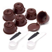 6-pack Återanvändbara Påfyllningsbara Kaffekapslar Filterkoppar för Dolce Gusto med 2 Kaffeskedar och 2 Borstar
