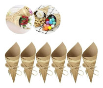 Retro Kraftpapper Konfetti Cone, 50 st Presentkartong Pack Paper Box Bröllopsfest