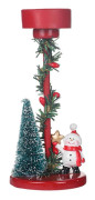 Julgransljusstake Harts Pillar Ljusstake Julgran Snögubbe Tomte Ren Skrivbordsfigur för Hem Spiselkrans Qinghai Snowman