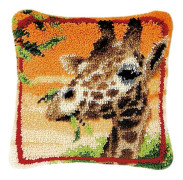 Latch Hook-set för Soffa Kuddfodral Kudde Broderi DIY-kit för Vuxna och Barn, Giraff, 16.5