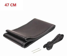 Läder 42/45/47/50 CM Buss Lastbil Bil Ratt Skydd Kompatibel med VOLVO FH FM B enz IVECO FIAT SCANIA DAF MAN DEUTZ RENAULT-Perfet BLACK 47CM