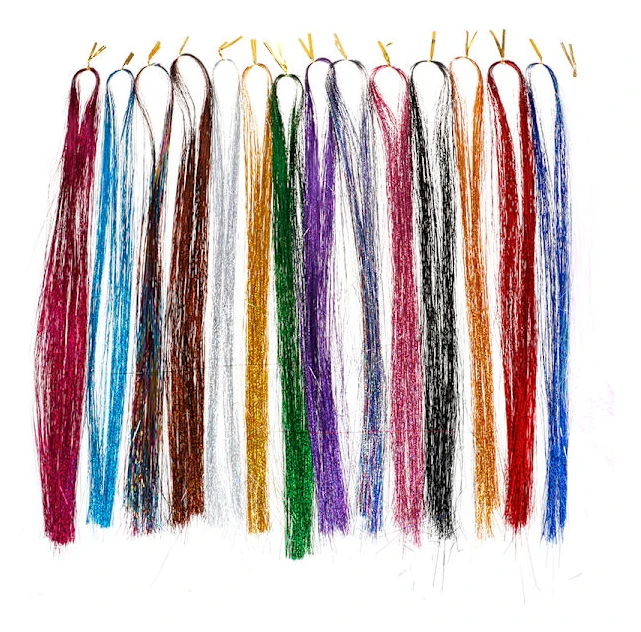 120 Strands Hair Tinsel Bling Silk Hair Flare Strands Glitter R