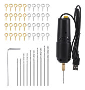 Mini Elektrisk Borrmaskin 0,8‑1,2mm Portabel Handhållen USB-driven Mikro Elektrisk Borrmaskin med 10 st Borr för Smycken