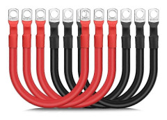 6 st 4 AWG Batterikablar, 30CM Marin Batteri Inverter Kablar Set, med 3/8In Förtennade Koppar Kabelskor, för