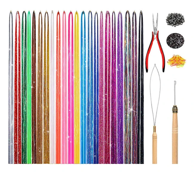14/16/20/22/30 Färger Hårglitter Kit Glitter Hårförlängningar med Hårglitterverktyg för Dagliga Fester Festival 14 färger 22 colors