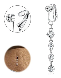 Silver falska navelstänger falska navelpiercingar Kirurgiska stål navelstänger Clip On Heart Butterfly Daisy