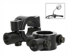 2 st Motorcykelstyre Spegelfäste 10mm 7/8" Svart Aluminiumklämma