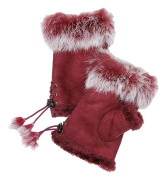 Vinterhandskar för kvinnor Faux Fur Varma medelstora tumhål Fingerlösa handskar
