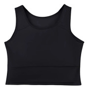 Elegant sidenblus för kvinnor - Rund halsringning, ärmlös design, svart Svart L