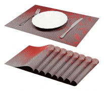 Set med 6 bordsunderlägg, vävda tvättbara bordsunderlägg för kök eller matbord, värmebeständiga, halkfria, tillverkade av vinyl (30x45cm) (orange)