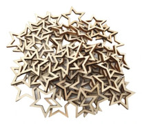 100 stycken trädekor i form av ihåliga stjärnor, träskivor, dekorationer för pyssel, gör-det-själv, bröllop, julgran