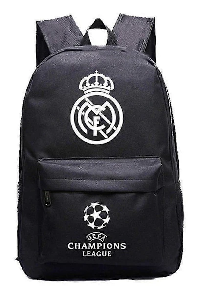 Svart Real Madrid UEFA Champions League Axelväska Fan Ryggsäck Student Skolväska Förvaringsväska
