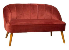 Naova 2-sits soffa i sammet med ben i terrakottaträ