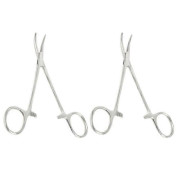 2x Fiskelås Tänger Handverktyg Epileringsverktyg Böjd/Rak Djurhårsklämma 12,5cm Hemostatisk