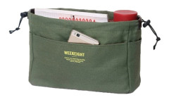Canvas Handväska Organizer Väska Innerficka Smink Handväska green L